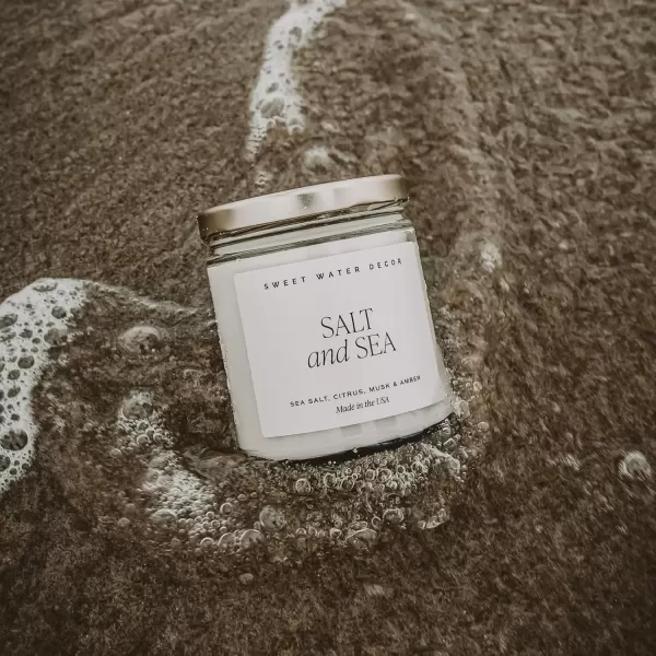 imageSweet Water Decor Christmas Candle  Cinnamon Trees Orange and Clove Scents  Christmas Candles and Decor for Home  9oz Clear Jar Soy Candle Made in the USASalt and Sea