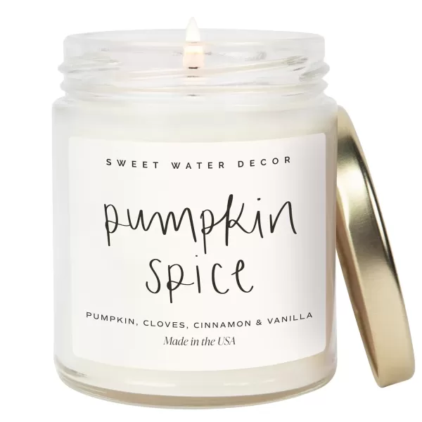 imageSweet Water Decor Christmas Candle  Cinnamon Trees Orange and Clove Scents  Christmas Candles and Decor for Home  9oz Clear Jar Soy Candle Made in the USAPumpkin Spice