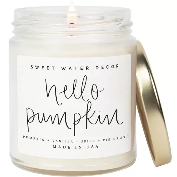 imageSweet Water Decor Christmas Tree Candle  Pine Needles Cedarwood Cypress and Evergreen Soy Holiday Scented Candles for Home  9oz Clear Jar Candle 40 Hour Burn Time Made in the USAHello Pumpkin