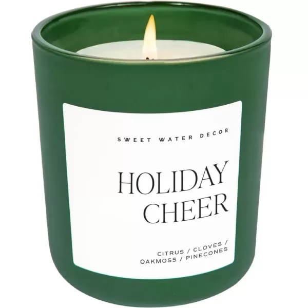 imageSweet Water Decor Cozy Season Soy Candle  Woods Warm Spice and Citrus Scented Candle for Home  15oz Tan Matte Jar 70 Hour Burn Time Made in the USA  Winter Candles for HomeGreen