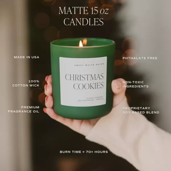 imageSweet Water Decor Cozy Season Soy Candle  Woods Warm Spice and Citrus Scented Candle for Home  15oz Tan Matte Jar 70 Hour Burn Time Made in the USA  Winter Candles for HomeGreen