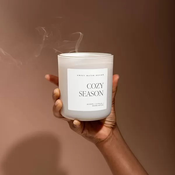 imageSweet Water Decor Cozy Season Soy Candle  Woods Warm Spice and Citrus Scented Candle for Home  15oz Tan Matte Jar 70 Hour Burn Time Made in the USA  Winter Candles for HomeTan