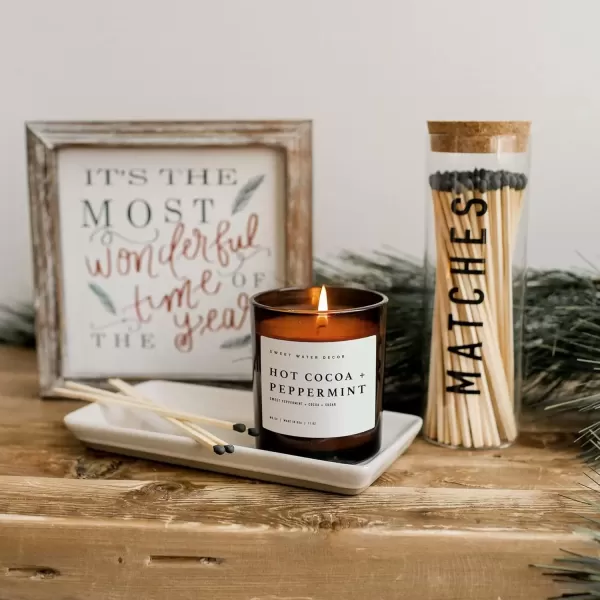 imageSweet Water Decor Farmhouse Candle  Autumn Cinnamon and Nutmeg Fall Scented Soy Candles for Home  11oz White Glass  Wood Lid 50 Hour Burn Time Made in the USAAmber