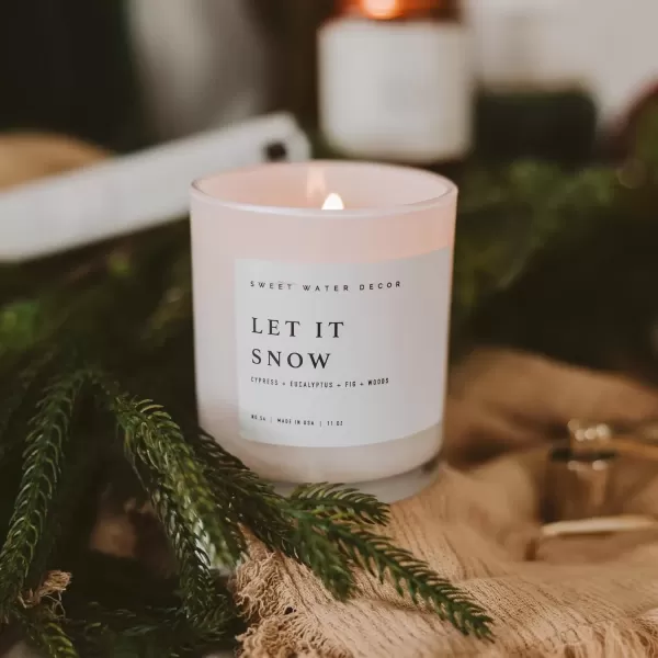 imageSweet Water Decor Farmhouse Candle  Autumn Cinnamon and Nutmeg Fall Scented Soy Candles for Home  11oz White Glass  Wood Lid 50 Hour Burn Time Made in the USAWhite