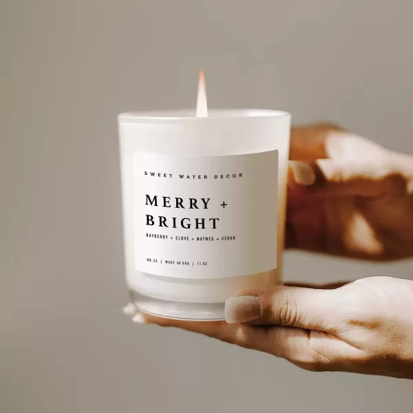 imageSweet Water Decor Farmhouse Candle  Autumn Cinnamon and Nutmeg Fall Scented Soy Candles for Home  11oz White Glass  Wood Lid 50 Hour Burn Time Made in the USAWhite