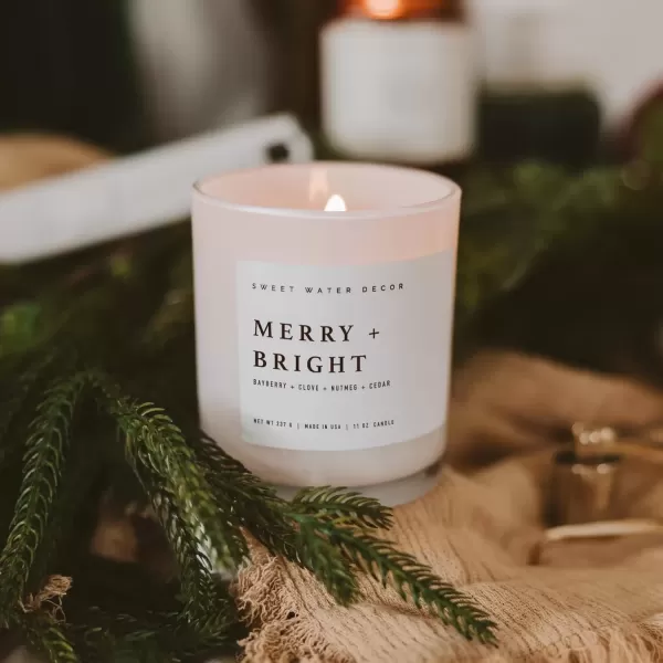 imageSweet Water Decor Farmhouse Candle  Autumn Cinnamon and Nutmeg Fall Scented Soy Candles for Home  11oz White Glass  Wood Lid 50 Hour Burn Time Made in the USAWhite