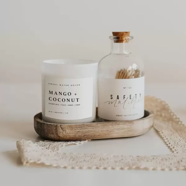 imageSweet Water Decor Farmhouse Candle  Autumn Cinnamon and Nutmeg Fall Scented Soy Candles for Home  11oz White Glass  Wood Lid 50 Hour Burn Time Made in the USAWhite