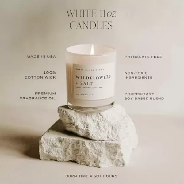 imageSweet Water Decor Farmhouse Candle  Autumn Cinnamon and Nutmeg Fall Scented Soy Candles for Home  11oz White Glass  Wood Lid 50 Hour Burn Time Made in the USAWhite
