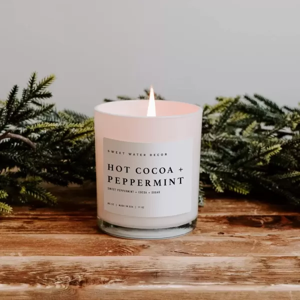 imageSweet Water Decor Farmhouse Candle  Autumn Cinnamon and Nutmeg Fall Scented Soy Candles for Home  11oz White Glass  Wood Lid 50 Hour Burn Time Made in the USAWhite
