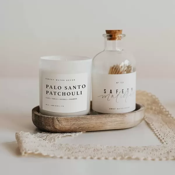 imageSweet Water Decor Farmhouse Candle  Autumn Cinnamon and Nutmeg Fall Scented Soy Candles for Home  11oz White Glass  Wood Lid 50 Hour Burn Time Made in the USAWhite