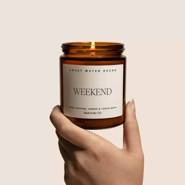 imageSweet Water Decor Island Air Soy Candle  Tropical Fruit Mountain Air and Orange Scented Summer Candles for Home  9oz Amber Jar  Black Lid 40 Hour Burn Time Made in the USAWeekend