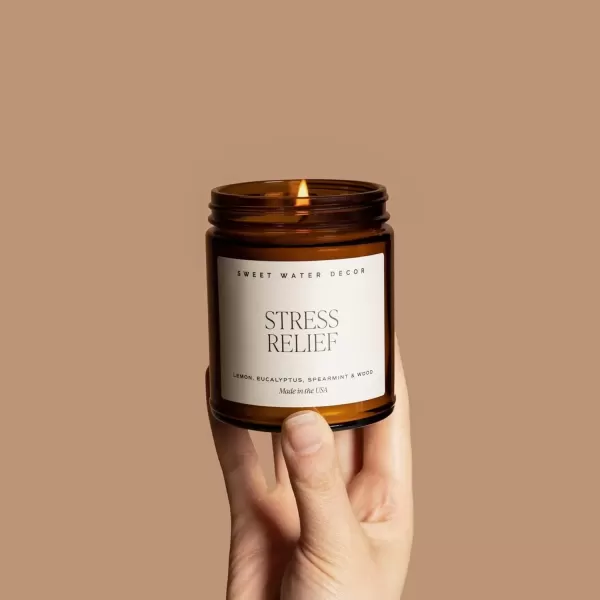 imageSweet Water Decor Island Air Soy Candle  Tropical Fruit Mountain Air and Orange Scented Summer Candles for Home  9oz Amber Jar  Black Lid 40 Hour Burn Time Made in the USAStress Relief
