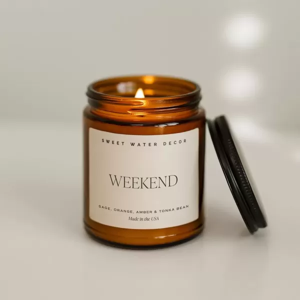 imageSweet Water Decor Island Air Soy Candle  Tropical Fruit Mountain Air and Orange Scented Summer Candles for Home  9oz Amber Jar  Black Lid 40 Hour Burn Time Made in the USAWeekend