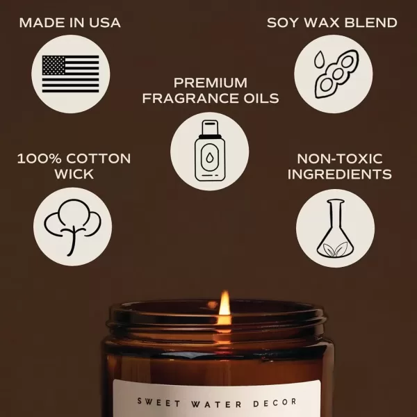 imageSweet Water Decor Island Air Soy Candle  Tropical Fruit Mountain Air and Orange Scented Summer Candles for Home  9oz Amber Jar  Black Lid 40 Hour Burn Time Made in the USAHello Pumpkin