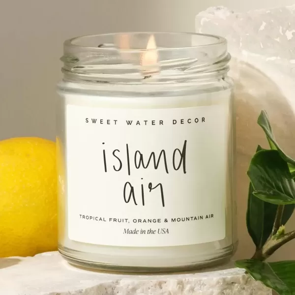 imageSweet Water Decor Leaves Candle  Autumn Cinnamon Apple Fall Scented Soy Candles for Home  9oz Clear Jar 40 Hour Burn Time Made in the USAIsland Air