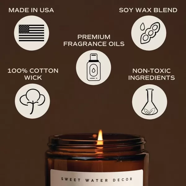 imageSweet Water Decor Palo Santo Patchouli Candle  Vanilla Musk Sandalwood Patchouli Scented Soy Candles for Home  Gifts for Women Men Housewarming  9oz Amber Jar 40 Hour Burn TimeFraser Fir