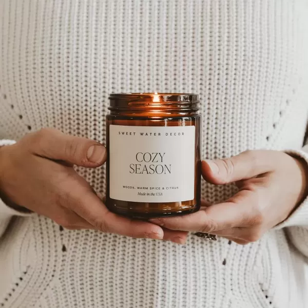 imageSweet Water Decor Palo Santo Patchouli Candle  Vanilla Musk Sandalwood Patchouli Scented Soy Candles for Home  Gifts for Women Men Housewarming  9oz Amber Jar 40 Hour Burn TimeCozy Season