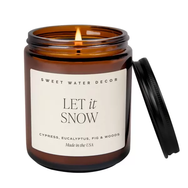 imageSweet Water Decor Palo Santo Patchouli Candle  Vanilla Musk Sandalwood Patchouli Scented Soy Candles for Home  Gifts for Women Men Housewarming  9oz Amber Jar 40 Hour Burn TimeLet It Snow