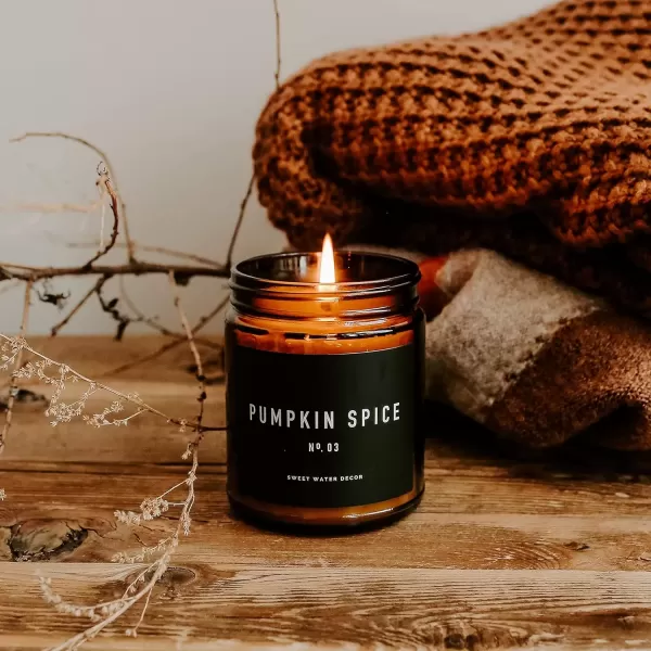 imageSweet Water Decor Palo Santo Patchouli Candle  Vanilla Musk Sandalwood Patchouli Scented Soy Candles for Home  Gifts for Women Men Housewarming  9oz Amber Jar 40 Hour Burn TimePumpkin Spice