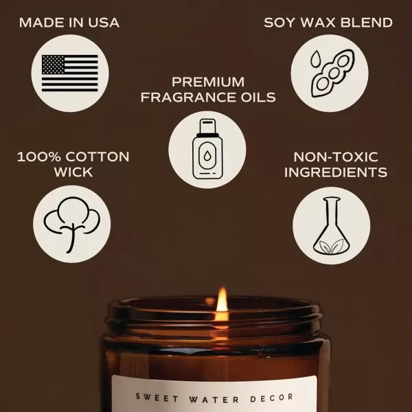 imageSweet Water Decor Palo Santo Patchouli Candle  Vanilla Musk Sandalwood Patchouli Scented Soy Candles for Home  Gifts for Women Men Housewarming  9oz Amber Jar 40 Hour Burn TimeChristmas