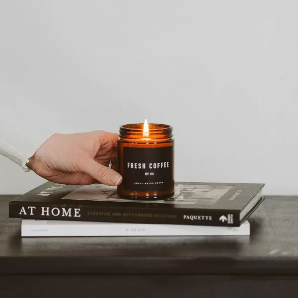 imageSweet Water Decor Palo Santo Patchouli Candle  Vanilla Musk Sandalwood Patchouli Scented Soy Candles for Home  Gifts for Women Men Housewarming  9oz Amber Jar 40 Hour Burn TimeFresh Coffee