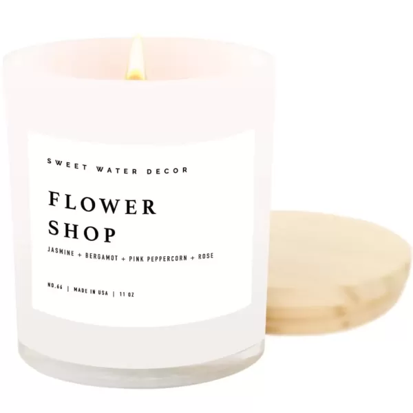 imageSweet Water Decor Salt  Sea Candle  Sea Salt Citrus Amber Musk Beach Scented Soy Candles for Home  11oz Amber Jar Candle  Wood Lid 50 Hour Burn Time Made in the USAWhite