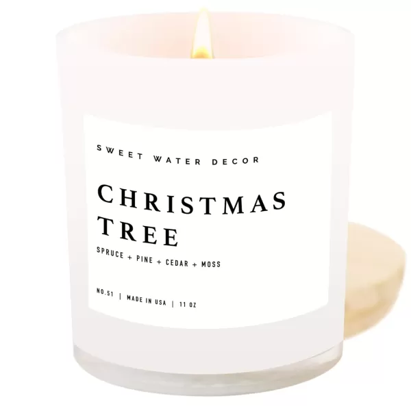 imageSweet Water Decor Salt  Sea Candle  Sea Salt Citrus Amber Musk Beach Scented Soy Candles for Home  11oz Amber Jar Candle  Wood Lid 50 Hour Burn Time Made in the USAWhite