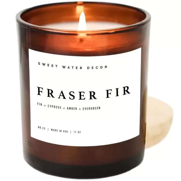 imageSweet Water Decor Salt  Sea Candle  Sea Salt Citrus Amber Musk Beach Scented Soy Candles for Home  11oz Amber Jar Candle  Wood Lid 50 Hour Burn Time Made in the USAAmber