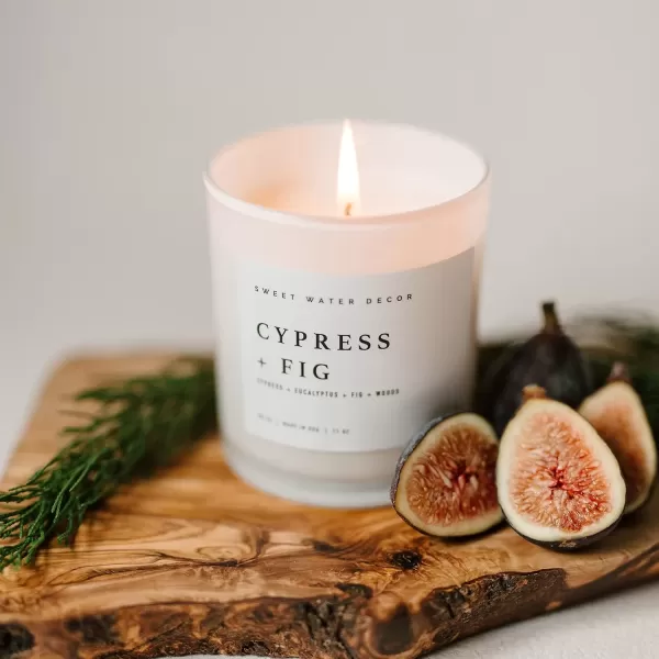 imageSweet Water Decor Salt  Sea Candle  Sea Salt Citrus Amber Musk Beach Scented Soy Candles for Home  11oz Amber Jar Candle  Wood Lid 50 Hour Burn Time Made in the USAWhite
