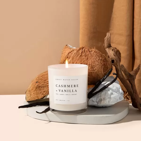 imageSweet Water Decor Salt  Sea Candle  Sea Salt Citrus Amber Musk Beach Scented Soy Candles for Home  11oz Amber Jar Candle  Wood Lid 50 Hour Burn Time Made in the USAWhite