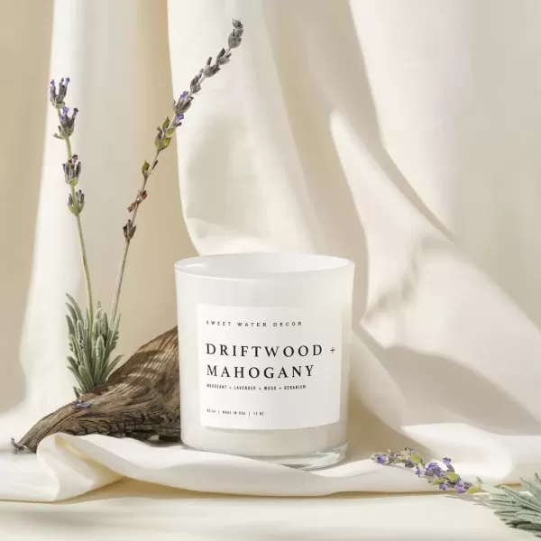 imageSweet Water Decor Salt  Sea Candle  Sea Salt Citrus Amber Musk Beach Scented Soy Candles for Home  11oz Amber Jar Candle  Wood Lid 50 Hour Burn Time Made in the USAWhite