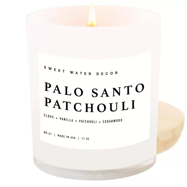 imageSweet Water Decor Salt  Sea Candle  Sea Salt Citrus Amber Musk Beach Scented Soy Candles for Home  11oz Amber Jar Candle  Wood Lid 50 Hour Burn Time Made in the USAWhite