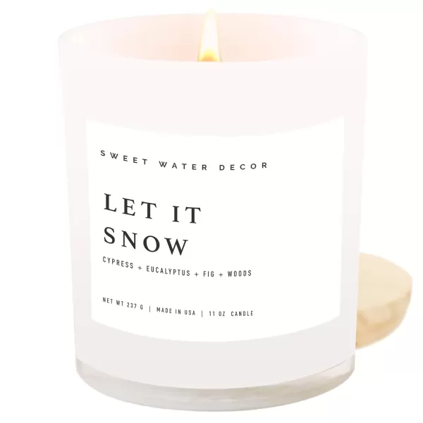 imageSweet Water Decor Salt  Sea Candle  Sea Salt Citrus Amber Musk Beach Scented Soy Candles for Home  11oz Amber Jar Candle  Wood Lid 50 Hour Burn Time Made in the USAWhite