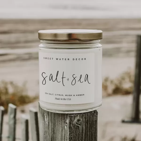 imageSweet Water Decor Salt and Sea Candle  Sea Salt Citrus Amber Musk Beach Scented Soy Candles for Home  Coastal Decor for Beach Lovers  9oz Clear Jar 40 Hour Burn Time Made in The USASalt  Sea