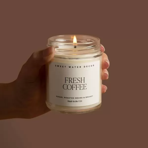 imageSweet Water Decor Spa Day Soy Candle  Sea Salt Jasmine Wood and Cream Scented Candles for Home  9oz Clear Jar  Gold Lid 40 Hour Burn Time Made in the USAFresh Coffee