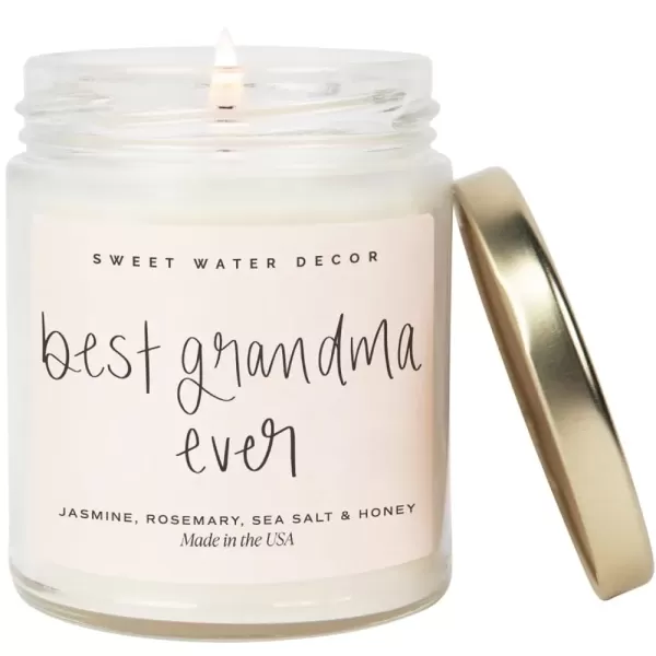 imageSweet Water Decor Best Grandma Ever Candle  Jasmine Rosemary Sea Salt ampamp Honey Scented Candle  9 oz Soy Candle in Clear Jar with 40 Hours Burn Time  Birthday and Mothers Day Gifts for GrandmaBest Grandma Ever