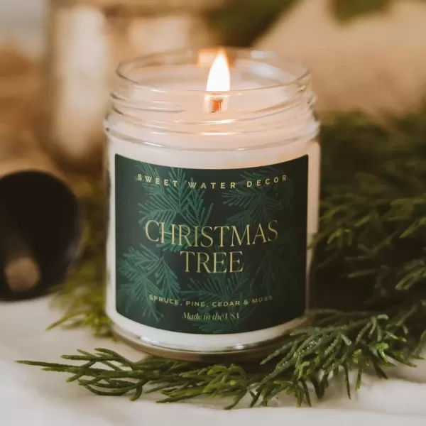 imageSweet Water Decor Best Mom Ever Candle  Rosemary Sea Salt Honey Jasmine Scented Candle  9oz Clear Jar with 40 Hour Burn Time Made in the USA  Mothers Day and Birthday Gifts for MomChristmas Tree