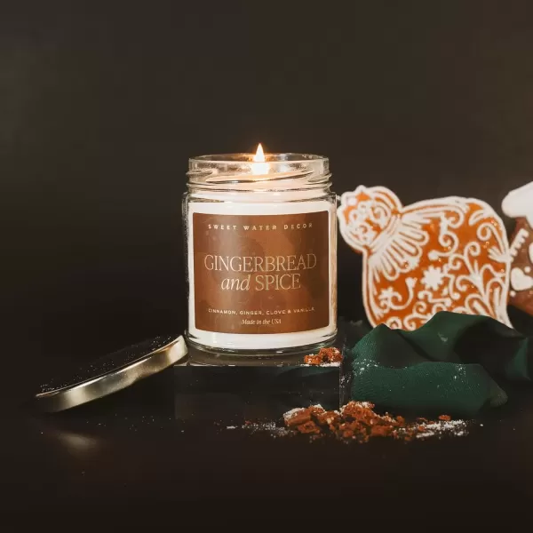 imageSweet Water Decor Best Mom Ever Candle  Rosemary Sea Salt Honey Jasmine Scented Candle  9oz Clear Jar with 40 Hour Burn Time Made in the USA  Mothers Day and Birthday Gifts for MomGingerbread and Spice