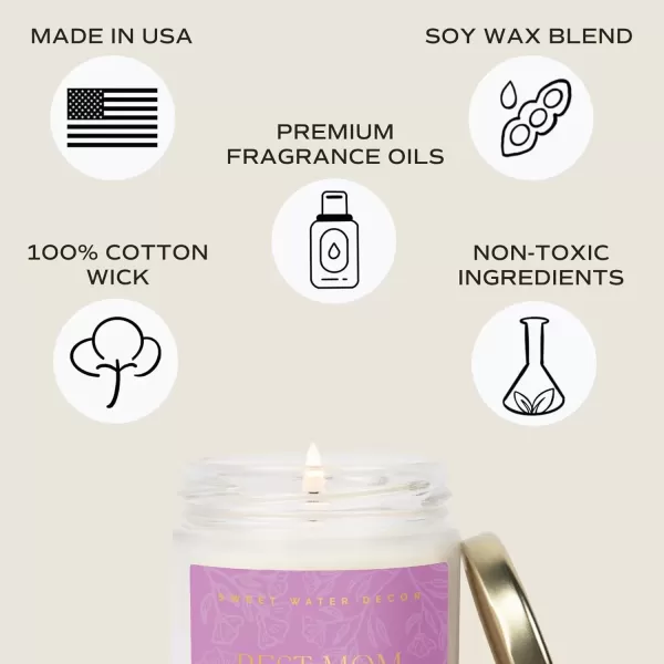 imageSweet Water Decor Best Mom Ever Candle  Rosemary Sea Salt Honey Jasmine Scented Candle  9oz Clear Jar with 40 Hour Burn Time Made in the USA  Mothers Day and Birthday Gifts for MomBest Mom Ever
