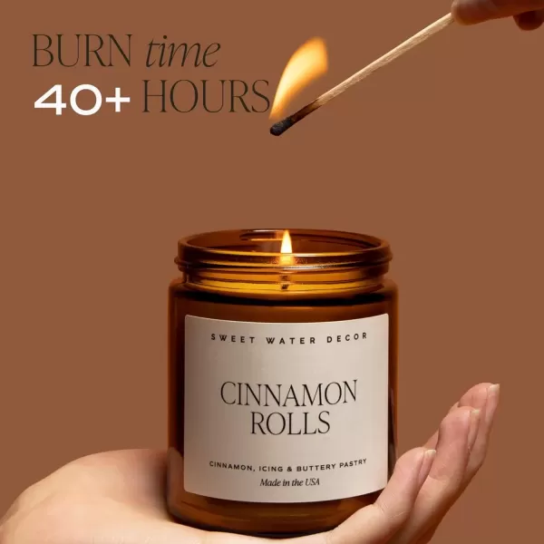 imageSweet Water Decor Cinnamon Roll Candle  Fall Candle with Cinnamon Icing and Cinnamon Buttery Pastry for Home  Cinnamon Soy Candle with 40 Hours Burn Time  9Oz Black Lid Amber Jar Cinnamon ScentsCinnamon Rolls