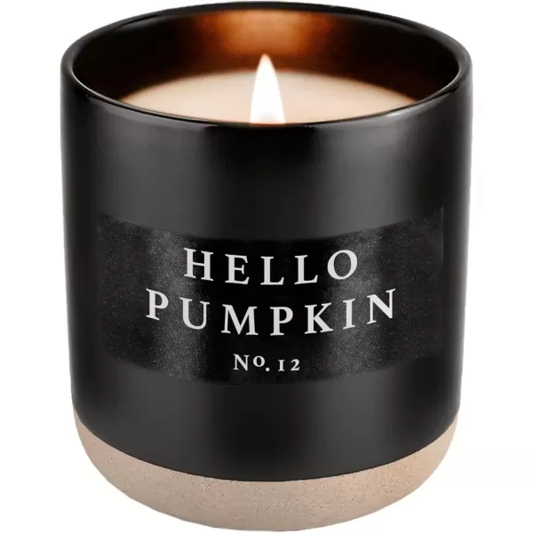 imageSweet Water Decor Hello Fall Candle  Cinnamon Apples Cloves ampamp Nutmeg Fall Scented Candle for Home  100 Cotton Wick Soy Wax Candles with 60 Hour Burn Time Made in The USA  12oz Black Stoneware JarHello Pumpkin