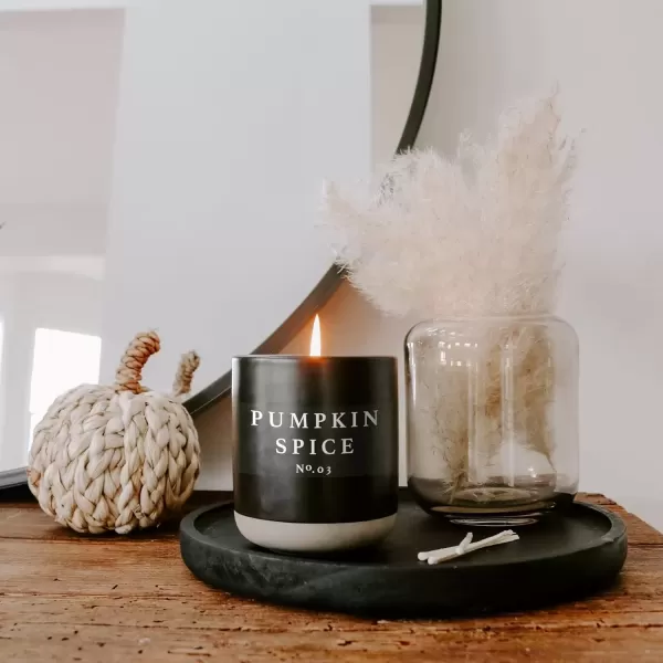 imageSweet Water Decor Hello Fall Candle  Cinnamon Apples Cloves ampamp Nutmeg Fall Scented Candle for Home  100 Cotton Wick Soy Wax Candles with 60 Hour Burn Time Made in The USA  12oz Black Stoneware JarPumpkin Spice