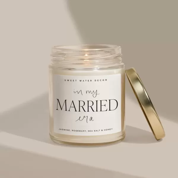 imageSweet Water Decor In My Engaged Era Candle  Jasmine Rosemary Sea Salt and Honey Scented Candle  9 oz Soy Candle in Clear Jar with 40 Hours Burn Time  Engagement and Bridal Shower Gifts for HerIn My Married Era