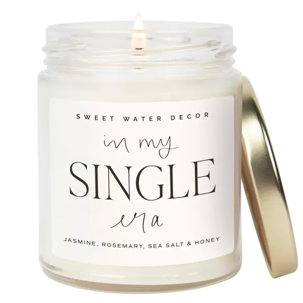 imageSweet Water Decor In My Engaged Era Candle  Jasmine Rosemary Sea Salt and Honey Scented Candle  9 oz Soy Candle in Clear Jar with 40 Hours Burn Time  Engagement and Bridal Shower Gifts for HerIn My Single Era