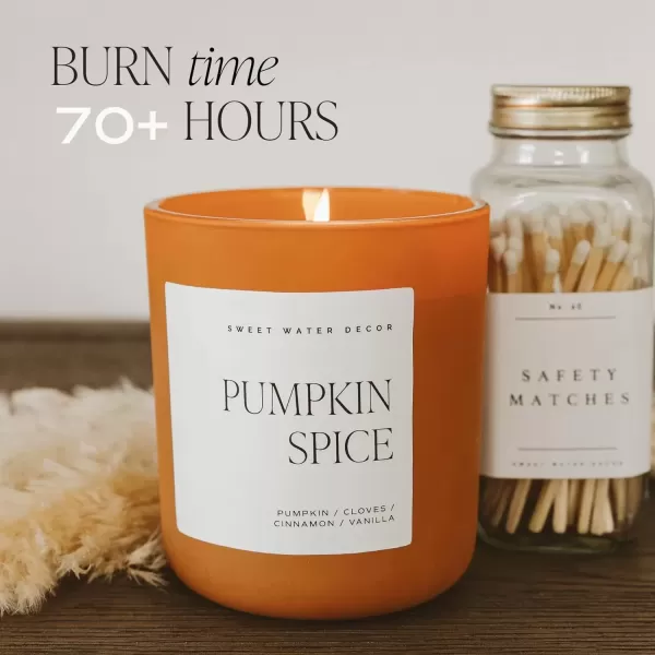 imageSweet Water Decor Pumpkin Spice Candle  Fall Candles with Pumpkin Clover Cinnamon ampamp Vanilla Scent for Home  Pumpkin Candle with 70 Hours Burn Time  15Oz Orange Jar Pumpkin Spice Soy CandlesOrange