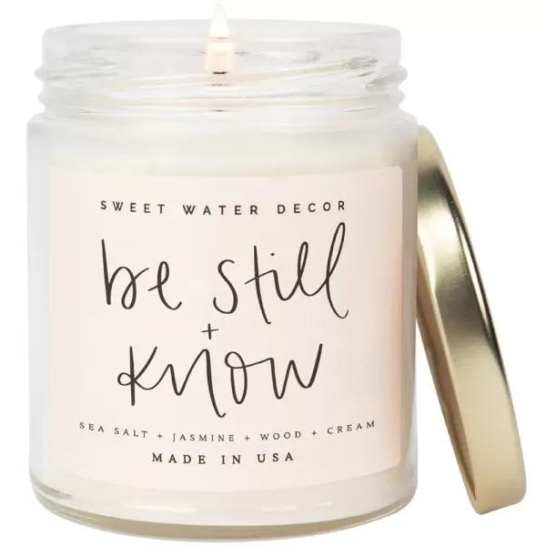 imageSweet Water Decor Relax Girl Peppermint Cedar Clove and Eucalyptus Scented Soy Wax Candle for Home  9oz Clear Jar 40 Hour Burn Time Made in the USABe Still and Know Soy Candle