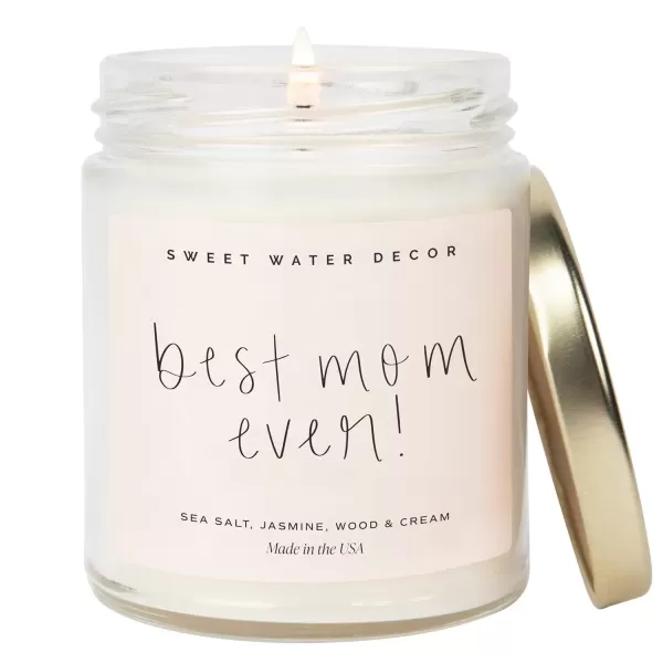 imageSweet Water Decor Relax Girl Peppermint Cedar Clove and Eucalyptus Scented Soy Wax Candle for Home  9oz Clear Jar 40 Hour Burn Time Made in the USABest Mom Ever Soy Candle