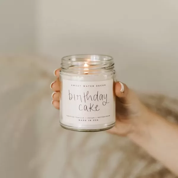 imageSweet Water Decor Relax Girl Peppermint Cedar Clove and Eucalyptus Scented Soy Wax Candle for Home  9oz Clear Jar 40 Hour Burn Time Made in the USABirthday Cake