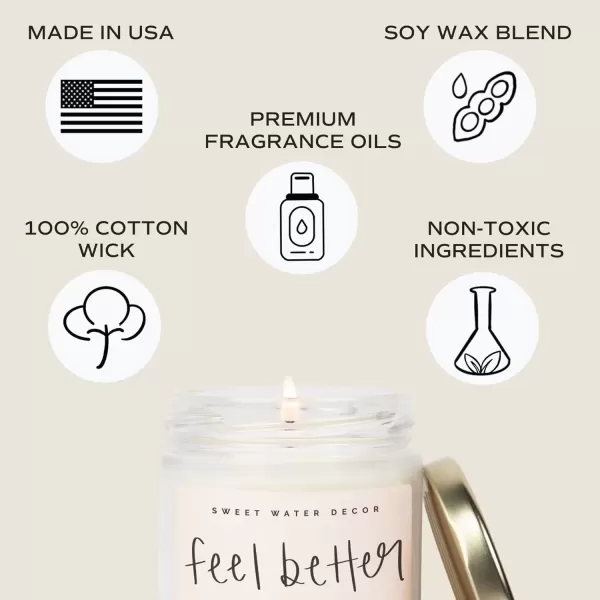 imageSweet Water Decor Relax Girl Peppermint Cedar Clove and Eucalyptus Scented Soy Wax Candle for Home  9oz Clear Jar 40 Hour Burn Time Made in the USAFeel Better Soon