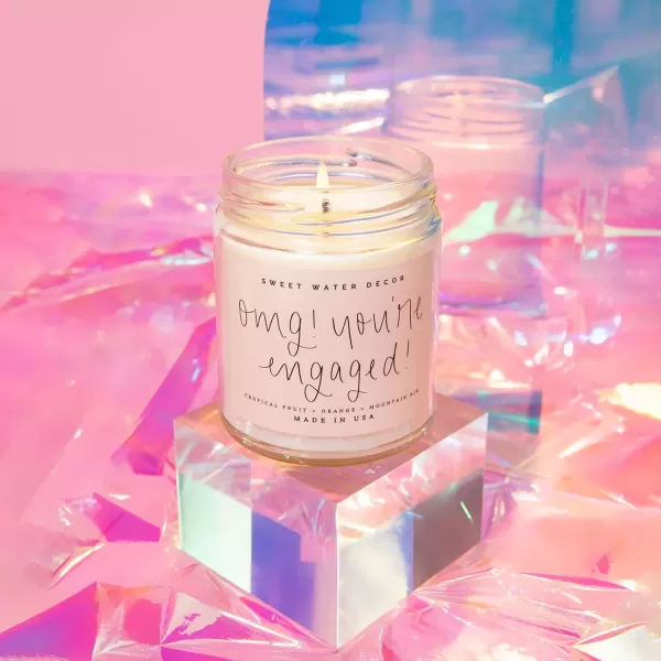 imageSweet Water Decor Relax Girl Peppermint Cedar Clove and Eucalyptus Scented Soy Wax Candle for Home  9oz Clear Jar 40 Hour Burn Time Made in the USAOMG Youre Engaged